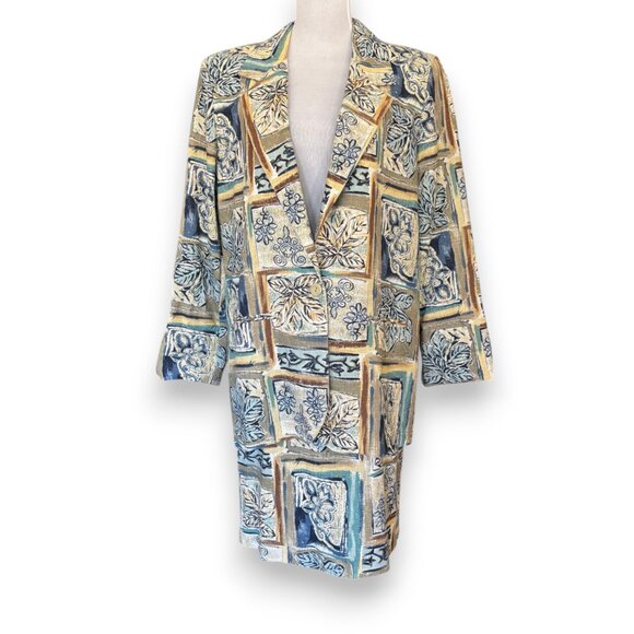 Toni Garment for CC Magic vintage 90s 2 piece Hawaiian skirt blazer suit sz 10 - Picture 2 of 13